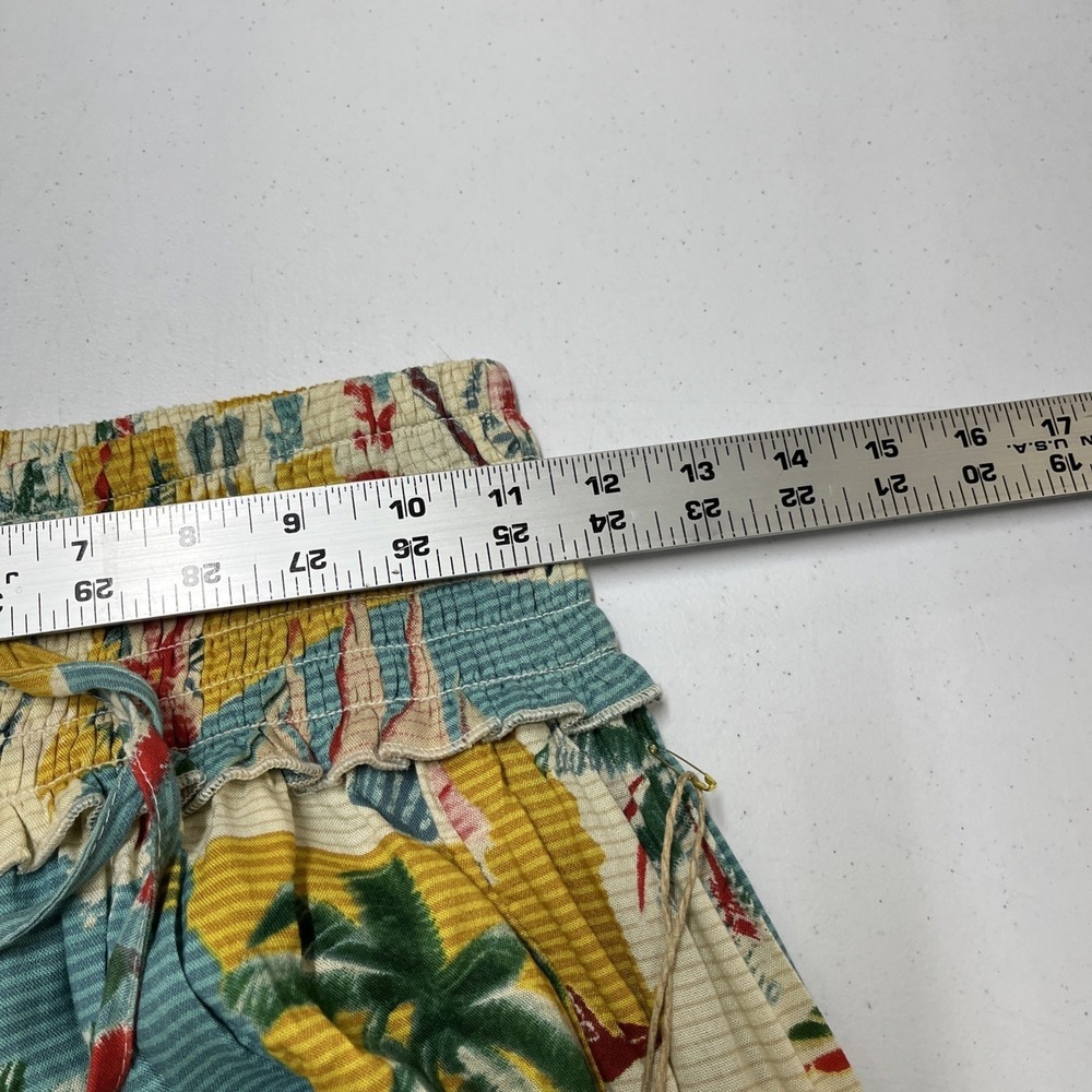 True Destination Pants Tropical Island Print Smocked Waist Wide Leg Size S Beach - Picture 6 of 16